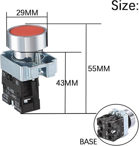 1PCS زر التبديل ذاتيا إعادة تعيين XB2 Small Mushroom Head Emergency Stop 22mm Knob Key Starting Powering Power على XB2-BS542 XB2-BA31 XB2-BA42 (XB2-BA3341 WHITE) in Saudi Arabia