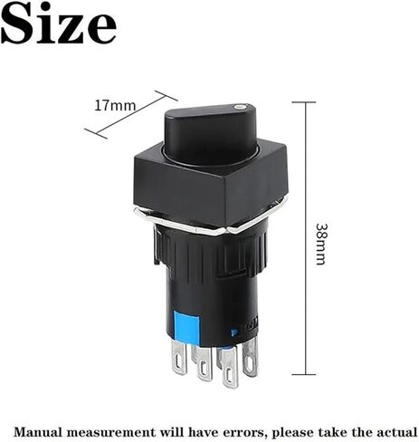 1pcs 16mm 2 3 Positions Latching Self Lock 3/6 pins Push Rotary Button Switch Round Selector Switch Round/Square/Rectangular Head(2 Gear Position,1NO1NC 3PIN_Rectangle) in Saudi Arabia