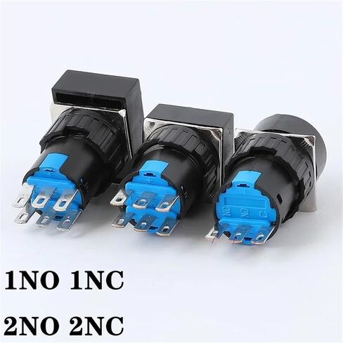 1pcs 16mm 2 3 Positions Latching Self Lock 3/6 pins Push Rotary Button Switch Round Selector Switch Round/Square/Rectangular Head(2 Gear Position,1NO1NC 3PIN_Rectangle) in Saudi Arabia