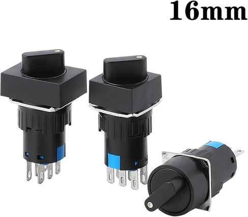 1pcs 16mm 2 3 Positions Latching Self Lock 3/6 pins Push Rotary Button Switch Round Selector Switch Round/Square/Rectangular Head(2 Gear Position,1NO1NC 3PIN_Rectangle) in Saudi Arabia