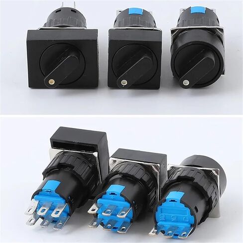 1pcs 16mm 2 3 Positions Latching Self Lock 3/6 pins Push Rotary Button Switch Round Selector Switch Round/Square/Rectangular Head(2 Gear Position,1NO1NC 3PIN_Rectangle) in Saudi Arabia