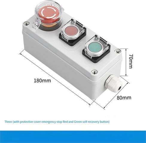 1Pcs Switch with Arrow Button Control Box Self Start Button Water Tank Electrical Industrial Emergency Stop Switch(Gray) in Saudi Arabia