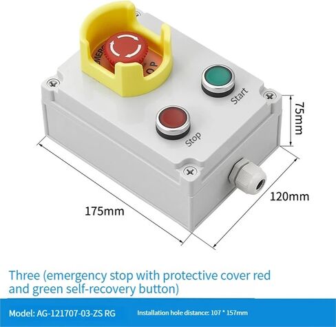 1Pcs Switch with Arrow Button Control Box Self Start Button Water Tank Electrical Industrial Emergency Stop Switch(Gray) in Saudi Arabia