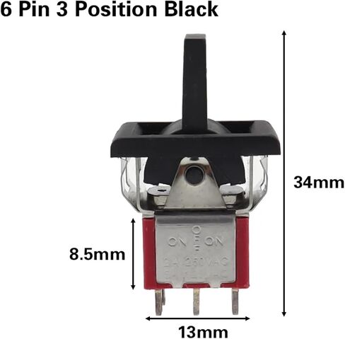 2pcs/5pcs 3/6 pin 2/3 التفاعل السريع التفاعل المصغر تبديل لوحة Square snap-in لوحة 5A/125V 2A/250V SPDT ON-ON-ON-ON (6 PIN 3 الموضع B ، 2pcs) in Kuwait
