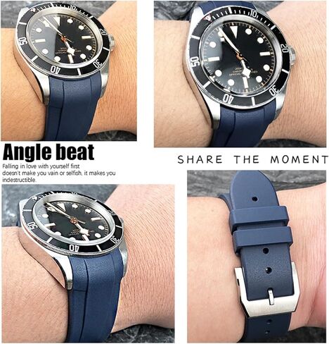 Curved End Rubber Watchband 22mm 20mm For Tudor Black Bay 41mm Pelagos 42mm 1958 Blue Sports Watch Strap in Saudi Arabia