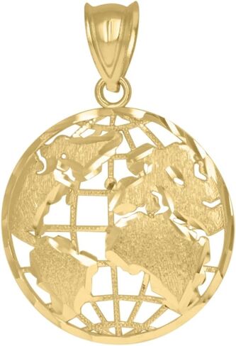 10K Yellow Gold World Map Globe Charm Pendant (L- 1.27 Inch, W- 0.88 Inch) in Saudi Arabia