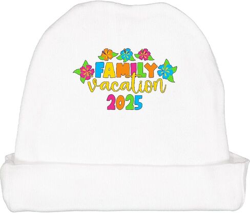 inktastic Family Vacation 2025 with Tropical Flowers Baby Beanie Hat in Saudi Arabia