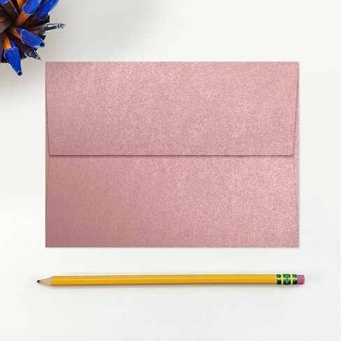 LUXPaper A6 Contour Flap Invitation Envelopes | 4 3/4" x 6 1/2" | Misty Rose Metallic | 84lb. Text | 50 Qty in Saudi Arabia