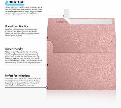 LUXPaper A6 Contour Flap Invitation Envelopes | 4 3/4" x 6 1/2" | Misty Rose Metallic | 84lb. Text | 50 Qty in Saudi Arabia