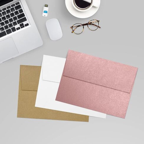 LUXPaper A6 Contour Flap Invitation Envelopes | 4 3/4" x 6 1/2" | Misty Rose Metallic | 84lb. Text | 50 Qty in Saudi Arabia