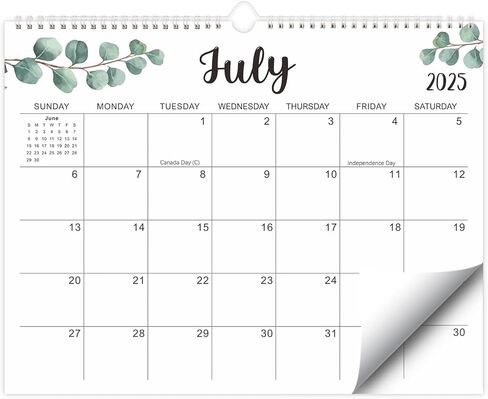 2025-2026 Wall Calendar, 18 Monthly Calendar from Jan. 2025 to Jun. 2026, 15" x 12" Hanging Colorful Calendar with Spiral Binding - Perfect for Planning in Kuwait