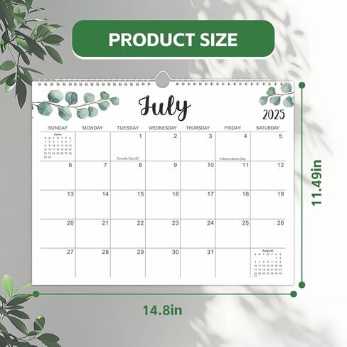 2025-2026 Wall Calendar, 18 Monthly Calendar from Jan. 2025 to Jun. 2026, 15" x 12" Hanging Colorful Calendar with Spiral Binding - Perfect for Planning in Kuwait