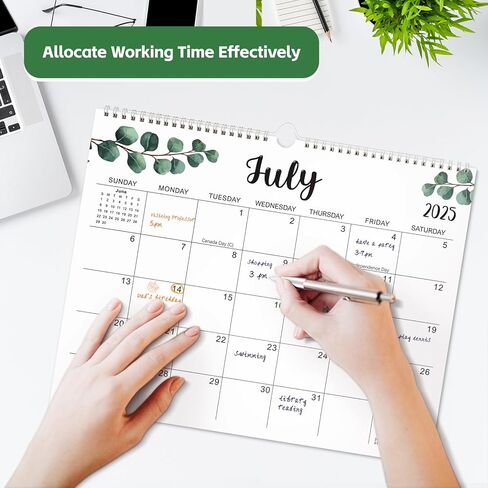 2025-2026 Wall Calendar, 18 Monthly Calendar from Jan. 2025 to Jun. 2026, 15" x 12" Hanging Colorful Calendar with Spiral Binding - Perfect for Planning in Kuwait