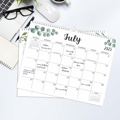 2025-2026 Wall Calendar, 18 Monthly Calendar from Jan. 2025 to Jun. 2026, 15" x 12" Hanging Colorful Calendar with Spiral Binding - Perfect for Planning in Kuwait