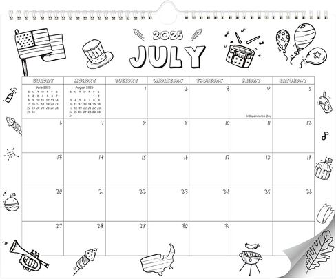 2025-2026 Wall Calendar, 18 Monthly Calendar from Jan. 2025 to Jun. 2026, 15" x 12" Hanging Colorful Calendar with Spiral Binding - Perfect for Planning in Saudi Arabia