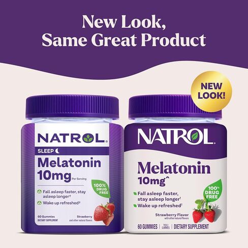 Natrol Melatonin Gummies, Sleep Support for Adults, 10 mg Melatonin Supplement for Sleeping, 60 Strawberry-Flavored Gummies, Up to a 30 Day Supply in Saudi Arabia
