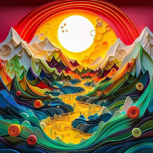 Bgraamiens Puzzle-Voyage- Puzzles for Adults 1000 Pieces, Difficult Challenge Jigsaw Puzzles, Autostereoscopy River Mountains with Sunset Scene Art Puzzles as Wall Decor Impossible Puzzle in Saudi Arabia