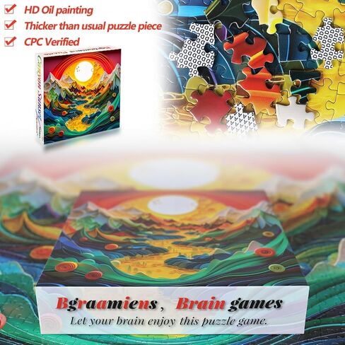 Bgraamiens Puzzle-Voyage- Puzzles for Adults 1000 Pieces, Difficult Challenge Jigsaw Puzzles, Autostereoscopy River Mountains with Sunset Scene Art Puzzles as Wall Decor Impossible Puzzle in Saudi Arabia