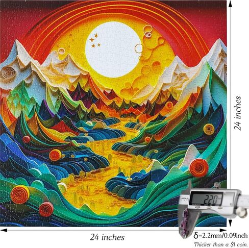 Bgraamiens Puzzle-Voyage- Puzzles for Adults 1000 Pieces, Difficult Challenge Jigsaw Puzzles, Autostereoscopy River Mountains with Sunset Scene Art Puzzles as Wall Decor Impossible Puzzle in Saudi Arabia