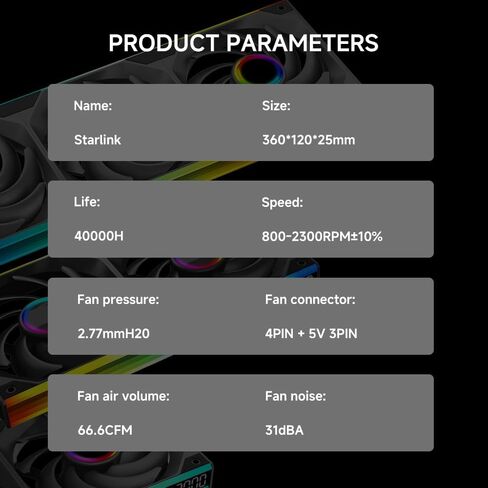 P1 Performance Black Computer Case Fans, LCP Polymer Material Cooling Fan,120mm CPU Fan PWM 2650RPM 92CFM 4.55mmH20 FDB Bearing, Suitable for PC Chassis&CPU Cooler&Desktop Case in Kuwait