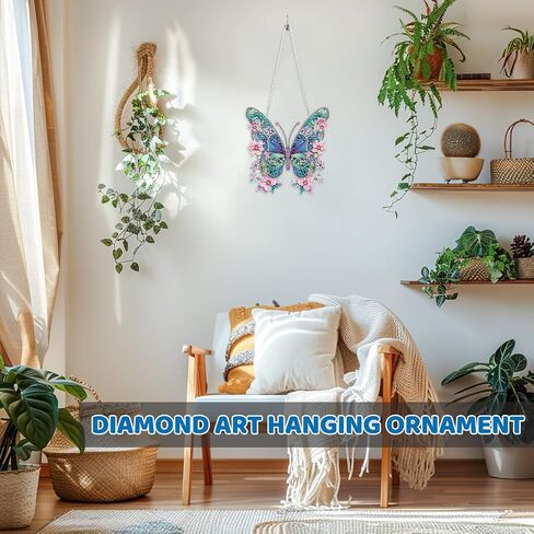 MEIYUDA Diamond Painting Kits, DIY Diamond Art Window Hanging Ornament for Adults, Dragonfly and Flowers Special Shape Rhinestone Pendant, Crystal Gem Art Craft for Home Garden Wall Decor and Presents in Saudi Arabia