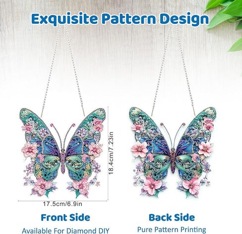 MEIYUDA Diamond Painting Kits, DIY Diamond Art Window Hanging Ornament for Adults, Dragonfly and Flowers Special Shape Rhinestone Pendant, Crystal Gem Art Craft for Home Garden Wall Decor and Presents in Saudi Arabia