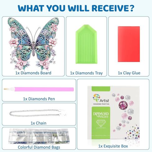 MEIYUDA Diamond Painting Kits, DIY Diamond Art Window Hanging Ornament for Adults, Dragonfly and Flowers Special Shape Rhinestone Pendant, Crystal Gem Art Craft for Home Garden Wall Decor and Presents in Saudi Arabia