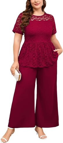 ZOMVA 1X-4X Plus Size Mother of Bride Groom Pant Suits Elegant Lace Short Sleeve Pantsuits 2 Piece Sets Formal Wedding Guest in Saudi Arabia