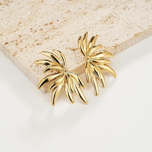 Sylph Statement Earrings for Women Trendy large Chunky Gold Earrings Boho Gold Plated Sun Ray Earrings Simple Big Dangle Drop Stud Earrings Hypoallergenic Fashion Jewelry Gifts for Women Girls in Saudi Arabia