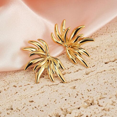 Sylph Statement Earrings for Women Trendy large Chunky Gold Earrings Boho Gold Plated Sun Ray Earrings Simple Big Dangle Drop Stud Earrings Hypoallergenic Fashion Jewelry Gifts for Women Girls in Saudi Arabia