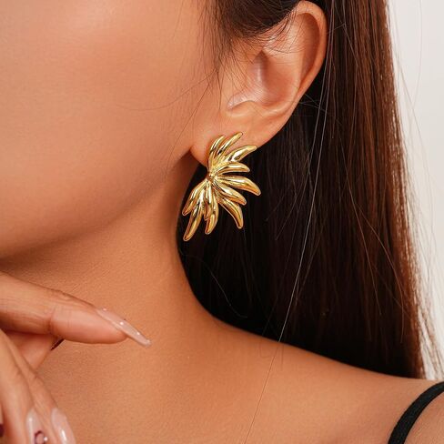 Sylph Statement Earrings for Women Trendy large Chunky Gold Earrings Boho Gold Plated Sun Ray Earrings Simple Big Dangle Drop Stud Earrings Hypoallergenic Fashion Jewelry Gifts for Women Girls in Saudi Arabia