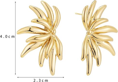 Sylph Statement Earrings for Women Trendy large Chunky Gold Earrings Boho Gold Plated Sun Ray Earrings Simple Big Dangle Drop Stud Earrings Hypoallergenic Fashion Jewelry Gifts for Women Girls in Saudi Arabia