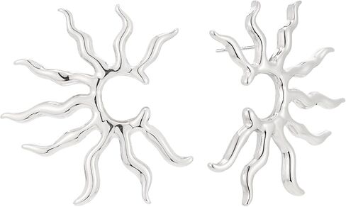 Sylph Statement Earrings for Women Trendy large Chunky Gold Earrings Boho Gold Plated Sun Ray Earrings Simple Big Dangle Drop Stud Earrings Hypoallergenic Fashion Jewelry Gifts for Women Girls in Kuwait