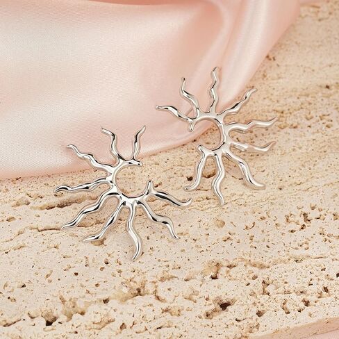 Sylph Statement Earrings for Women Trendy large Chunky Gold Earrings Boho Gold Plated Sun Ray Earrings Simple Big Dangle Drop Stud Earrings Hypoallergenic Fashion Jewelry Gifts for Women Girls in Kuwait