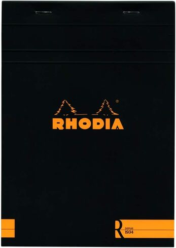Rhodia 162012C - Stapled Notepad Le R No. 16 Black - A5 - Lined - 70 Detachable Sheets - Ivory Clairefontaine Paper 90 g/m - Velvety Touch Cover - Basics in Saudi Arabia