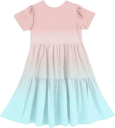 Back to School Dresses for Girls Cute Short Sleeve Midi Dress Summer Holiday Outfits Kids Party Clothes in Saudi Arabia
