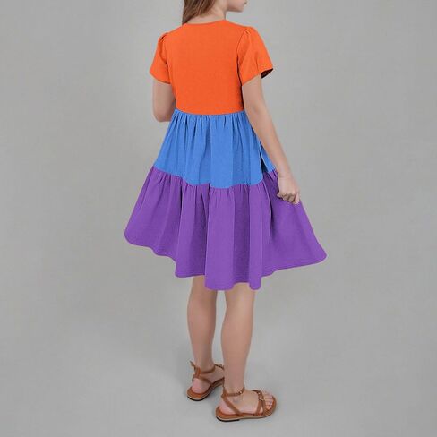 Back to School Dresses for Girls Cute Short Sleeve Midi Dress Summer Holiday Outfits Kids Party Clothes in Saudi Arabia