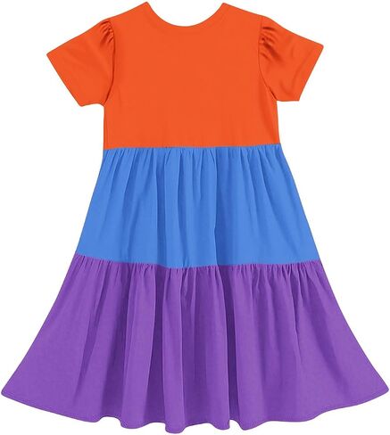 Back to School Dresses for Girls Cute Short Sleeve Midi Dress Summer Holiday Outfits Kids Party Clothes in Saudi Arabia