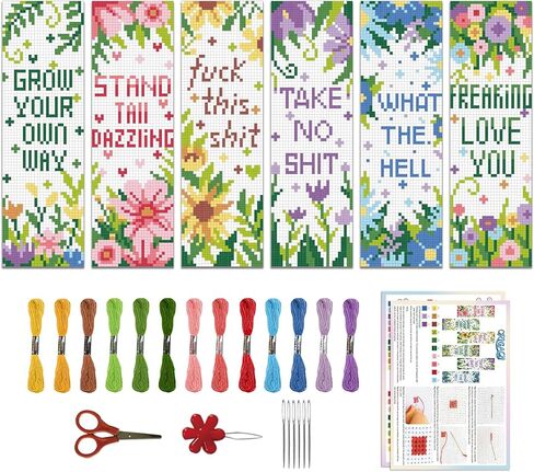 ORIGACH 6 Pcs Cross Stitch Bookmark Kit for Beginner Landscape Castle Stamped Embroidery Stitch Kits for Starter DIY Bookmarks Printed Cross Stitch Kits with 19 Colors Embroidery Floss in Saudi Arabia