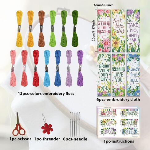 ORIGACH 6 Pcs Cross Stitch Bookmark Kit for Beginner Landscape Castle Stamped Embroidery Stitch Kits for Starter DIY Bookmarks Printed Cross Stitch Kits with 19 Colors Embroidery Floss in Saudi Arabia