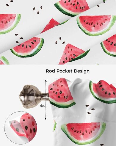 Tie Up Curtains for Windows Summer Watercolor Tropical Fruit Rod Pocket Tie-Up Window Shade Adjustable Balloon Curtain Valance Cool Juicy Watermelon for Bedroom Kitchen Bathroom Blinds,34x45in in Saudi Arabia