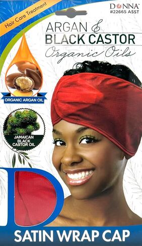 Donna Argan & Black Castor Satin Wrap - Face Wash, Headbands for Women, Make Up - Luxurious Hair Care & Skin Essentials for Radiant Beauty and Elegance, 1PC BLACK COLOR in Saudi Arabia