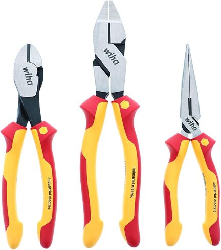 Wiha 32968 3 Piece Insulated Industrial Grip Pliers and Cutters Set, Red in Saudi Arabia