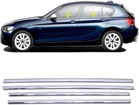 غطاء المطاط النافذة Melexi Chrome Trim 4 PCS Steel متوافق مع BMW 1 Series F20 F21 2011 إلى 2018 in Kuwait