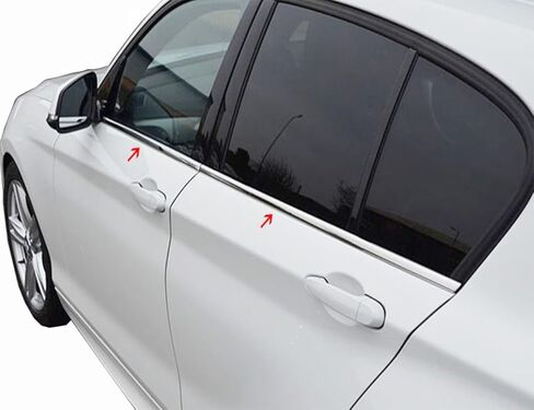 غطاء المطاط النافذة Melexi Chrome Trim 4 PCS Steel متوافق مع BMW 1 Series F20 F21 2011 إلى 2018 in Kuwait