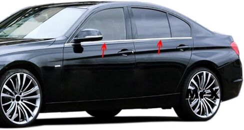 غطاء مطاط النافذة Melexi Chrome Trim 4 PCS من الصلب متوافق مع BMW 3 Series F30 2011 إلى 2018 in Kuwait