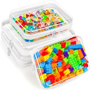 4 Pack Clear Hard Shell Zipper Case for Storage,Plastic Clear Zipper Case for Travel Organizer,Toiletry Pouch,Cosmetic Bag,Waterproof Organizer Bags Toy Storage Bins (2 Medium + 2 Small) in Kuwait