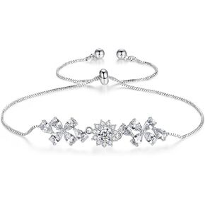 Pear/Round Cut White Moissanite Links Bracelet for Women, Snowflake Design, Ideal Gift for Christmas or Birthday in Saudi Arabia