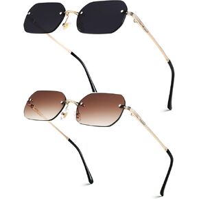 نظارة شمسية Pro Acme بدون إطار مستطيلة صغيرة بدون إطار نظارات ملونة للرجال والنساء موضة ريترو in Kuwait