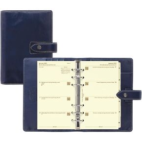 منظم Filofax Malden، حجم شخصي، أزرق داكن - ملموس، جلد الجاموس المحبب بالكامل، ست حلقات، مع مذكرات تقويم أسبوعية لعرضها، متعددة اللغات، 2024 (C028614-24) in Kuwait